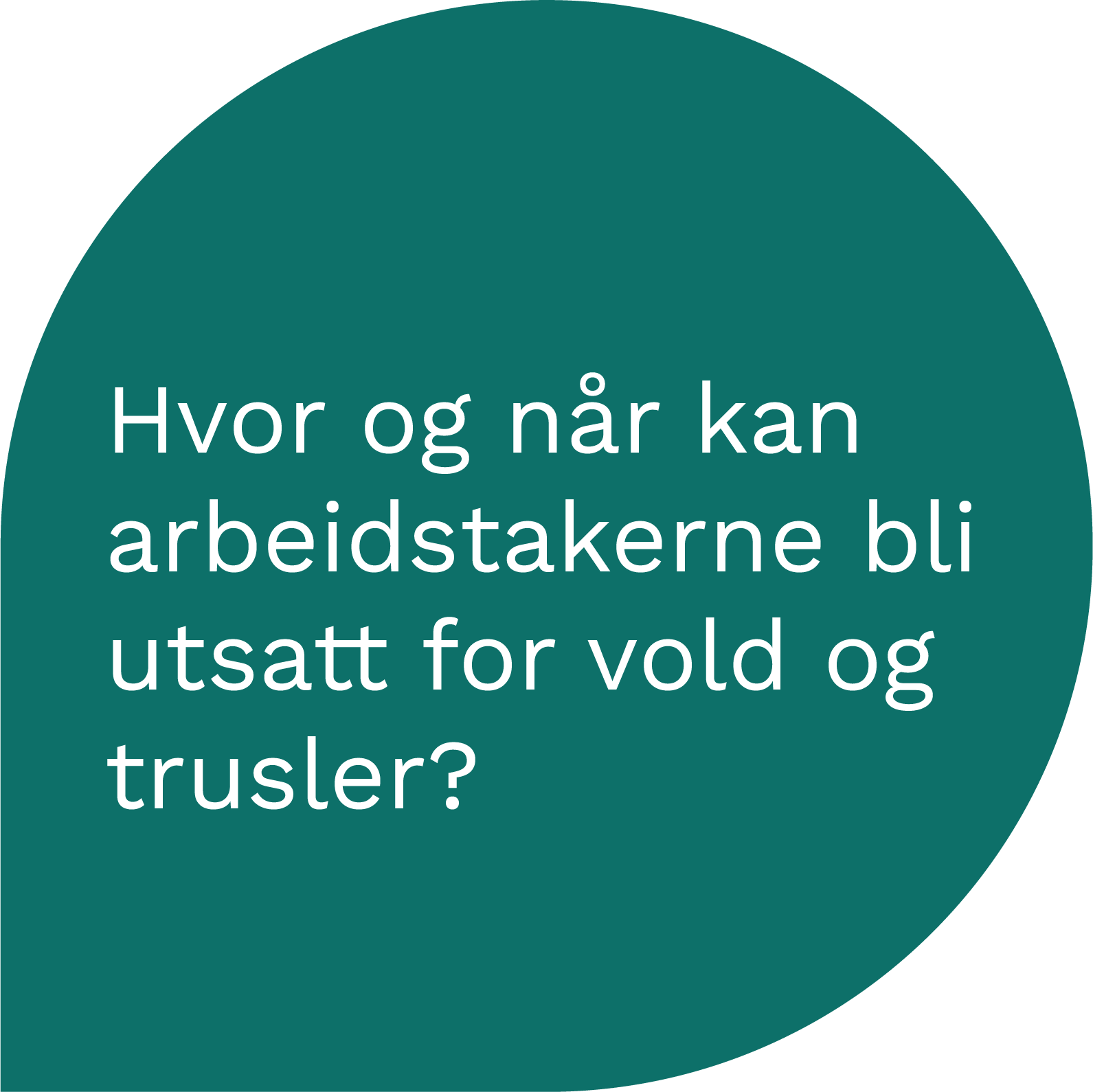 Snakkeboble med følgende tekst inni: Hvor og når kan arbeidstakerne bli utsatt for vold og trusler?